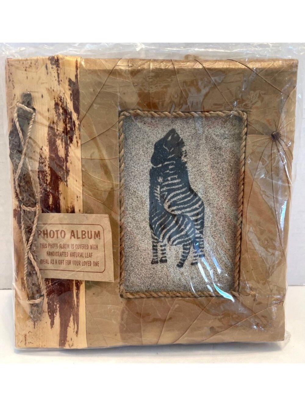 Photo Picture Album Handcrafted Indonesia Asia Natural Leaf Africa Zebra Rustic